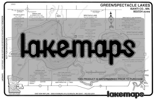 Isanti County, MN - GREEN / Spectacle - Lakemap - 12003