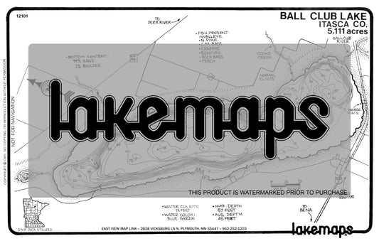 Itasca County, MN - BALL CLUB - Lakemap - 12101