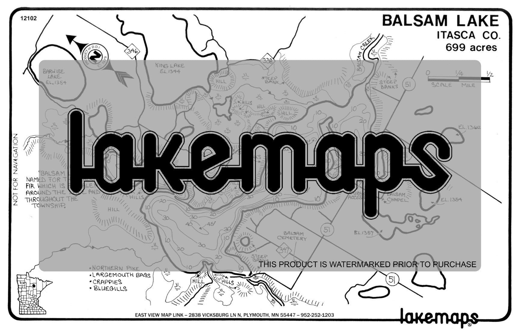 Itasca County, MN - BALSAM / Barwise - Lakemap - 12102