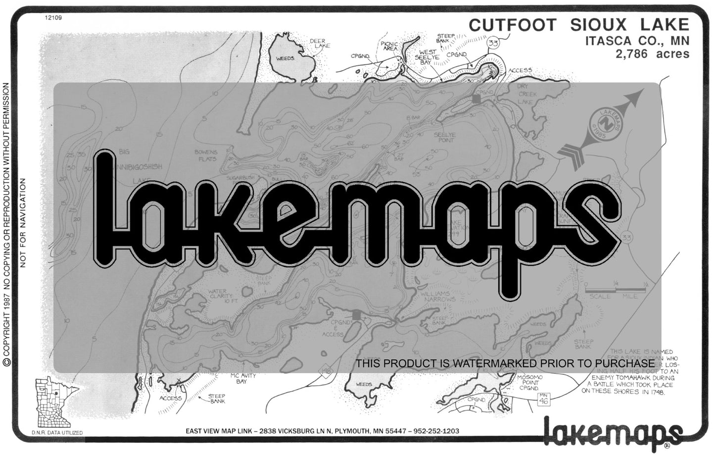 Itasca County, MN - CUTFOOT SIOUX - Lakemap - 12109