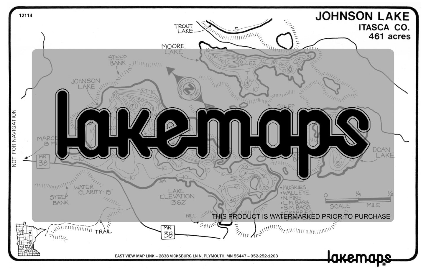 Itasca County, MN - JOHNSON - Lakemap - 12114