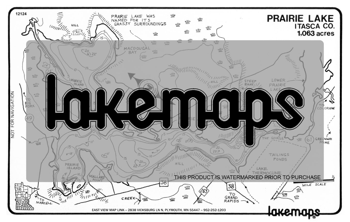 Itasca County, MN - PRAIRIE - Lakemap - 12124