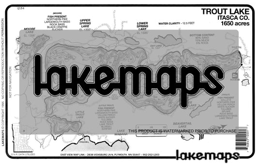 Itasca County, MN - TROUT /  Little Trout - Lakemap - 12134