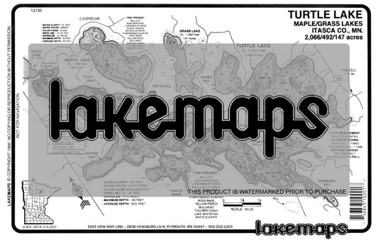 Itasca County, MN - TURTLE / Maple / Grass - Lakemap - 12135