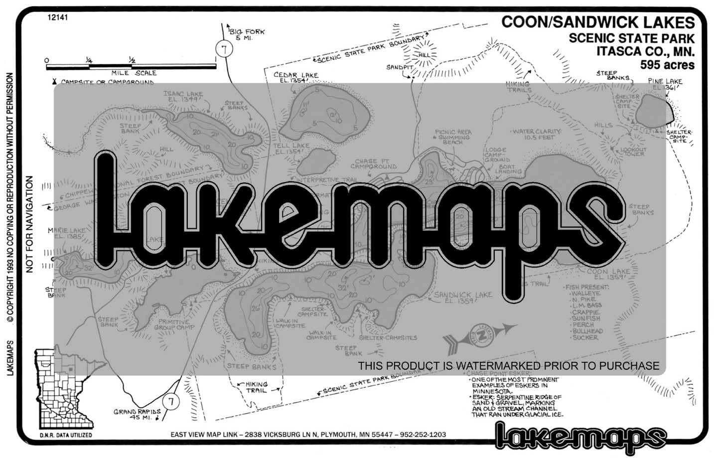 Itasca County, MN - COON / Sandwick - Lakemap - 12141