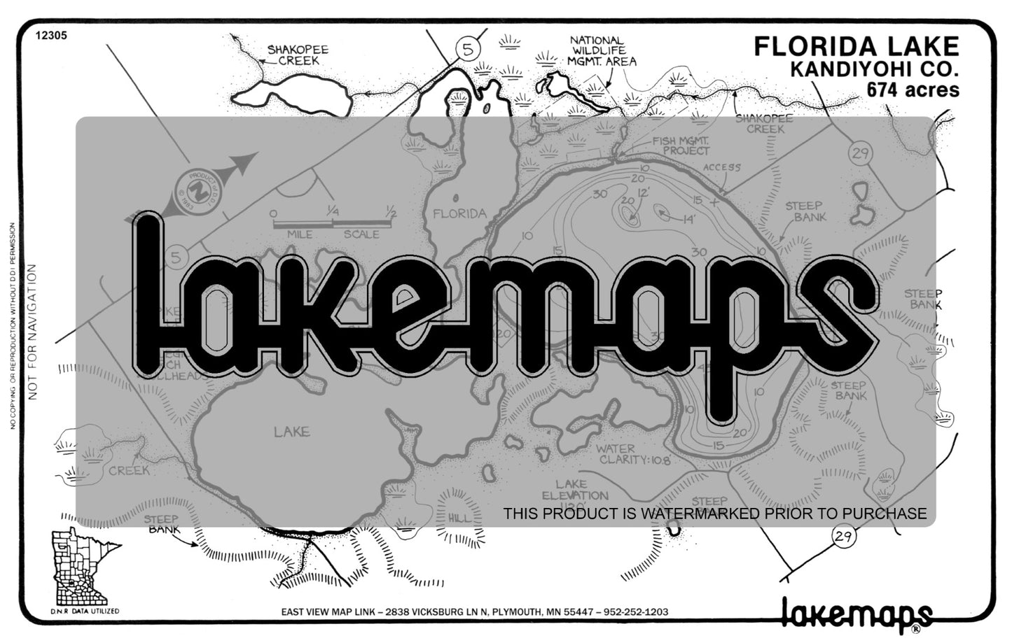 Kandiyohi County, MN - FLORIDA - Lakemap - 12305