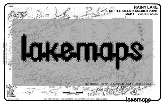 Koochiching County, MN - Rainy Lake - map 1 -Kettle Falls-Soldier Pt. - Lakemap - 12403