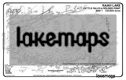 Koochiching County, MN - Rainy Lake - map 1 -Kettle Falls-Soldier Pt. - Lakemap - 12403