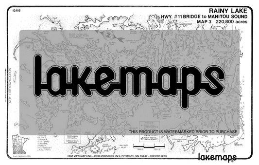 Koochiching County, MN - Rainy Lake - map 3 -Hwy.11 Bridge  to Manitou - Lakemap - 12405