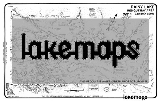 Koochiching County, MN - Rainy Lake - map 4 -Red Gut Bay - Lakemap - 12406