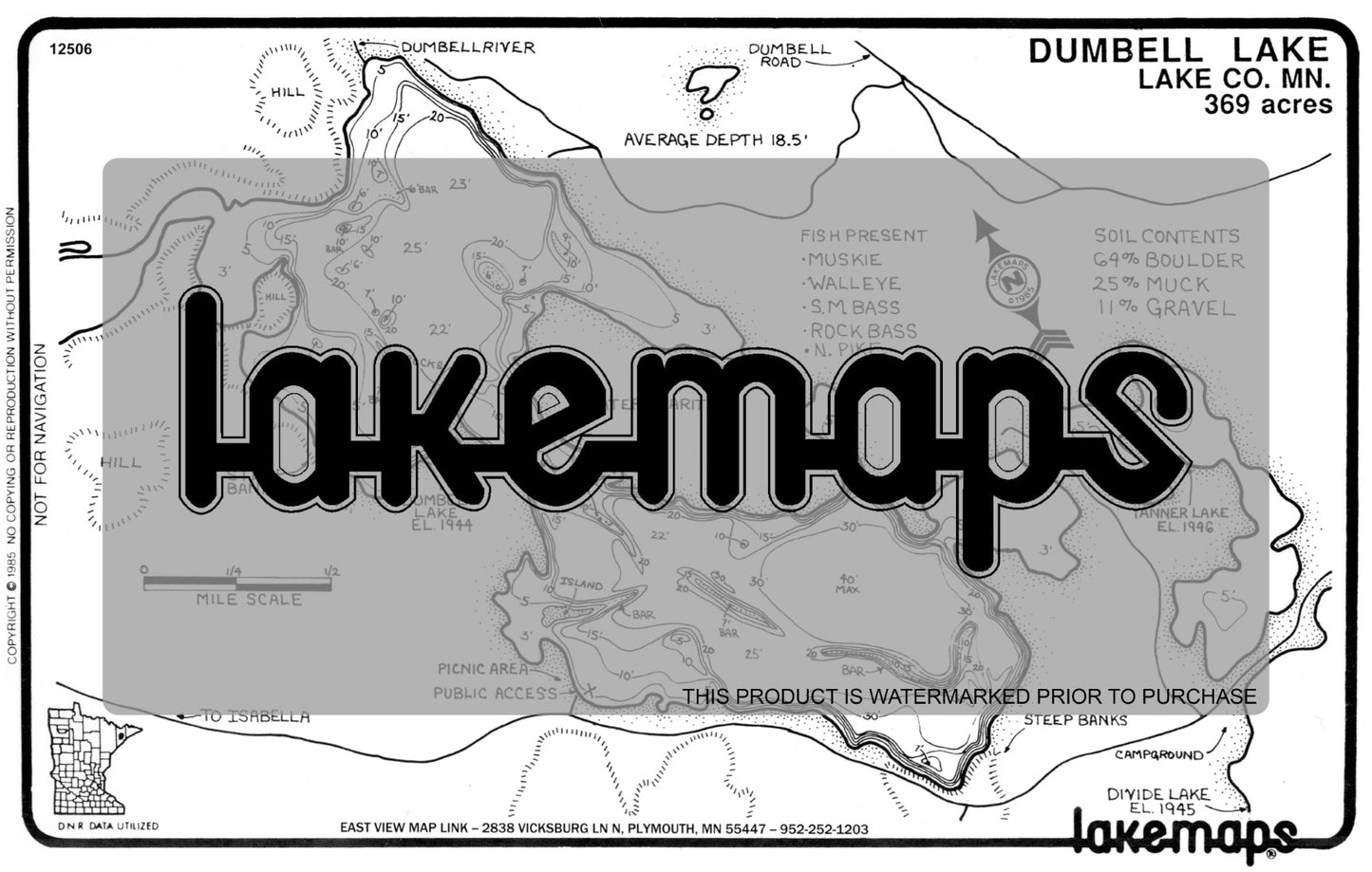 Lake County, MN - DUMBELL - Lakemap - 12506