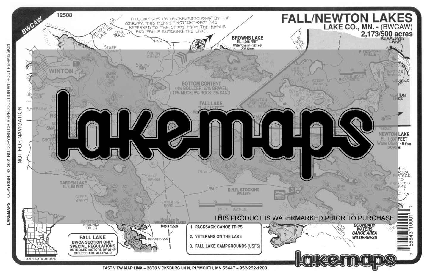 Lake County, MN - FALL /  Newton (BWCA) - Lakemap - 12508