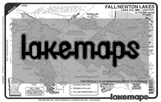 Lake County, MN - FALL /  Newton (BWCA) - Lakemap - 12508