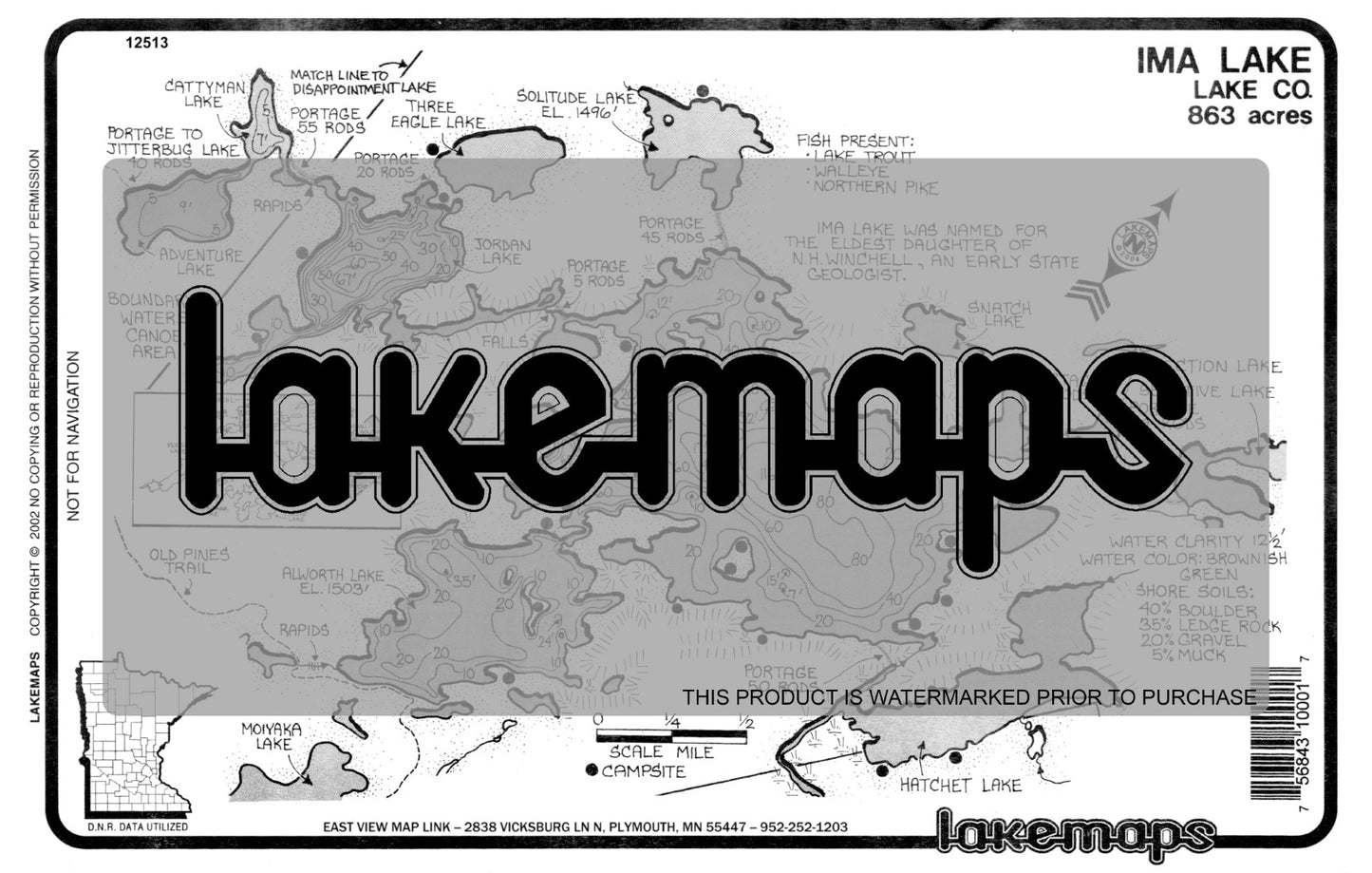 Lake County, MN - IMA (BWCA) - Lakemap - 12513