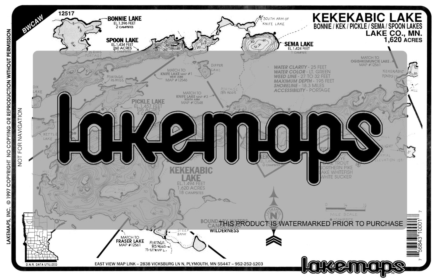 Lake County, MN - KEKEKABEC  (BWCA) - Lakemap - 12517