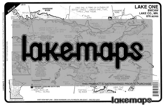 Lake County, MN - LAKE ONE (BWCA) - Lakemap - 12518