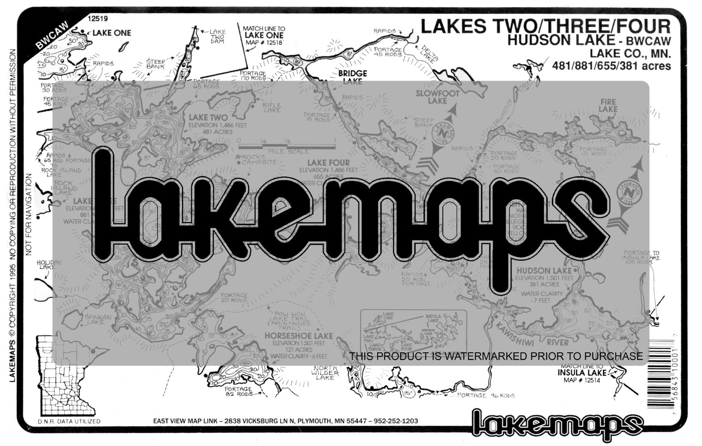 Lake County, MN - LAKES TWO, THREE, & FOUR - Lakemap - 12519