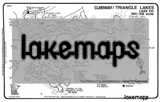 Lake County, MN - OJIBWAY / Triangle - Lakemap - 12525