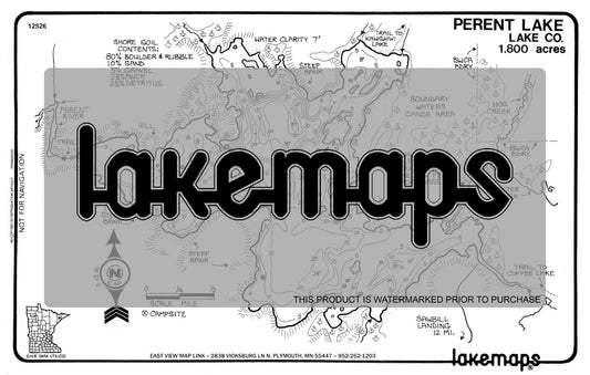 Lake County, MN - PERENT (Sawbill Landing)(BWCA) - Lakemap - 12526