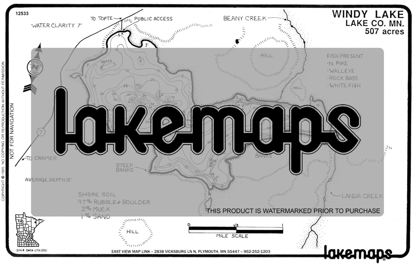 Lake County, MN - WINDY - Lakemap - 12533