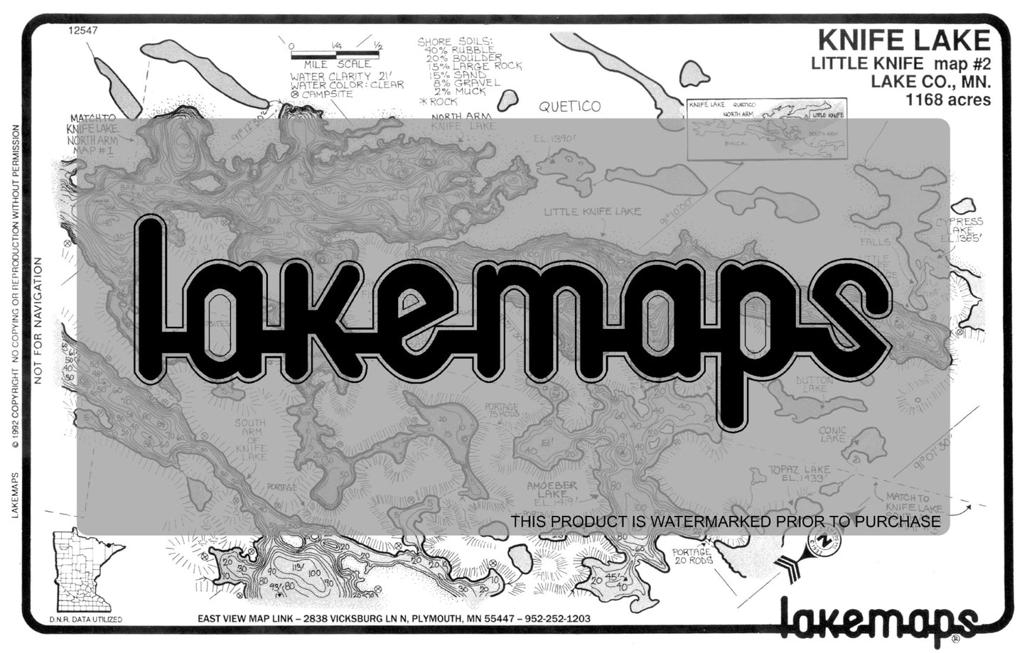 Lake County, MN - Knife Lake - map 2  -KNIFE (East, Little Knife) - Lakemap - 12547