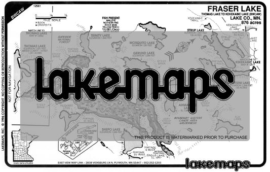 Lake County, MN - FRASER  (BWCA) - Lakemap - 12561