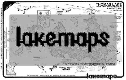 Lake County, MN - THOMAS  (BWCA) - Lakemap - 12562