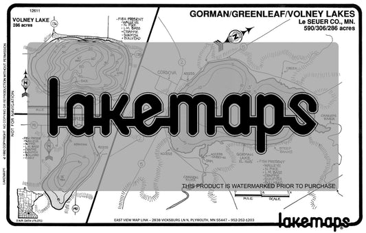 Le Sueur County, MN - GORMAN / Greenleaf / Volney - Lakemap - 12611