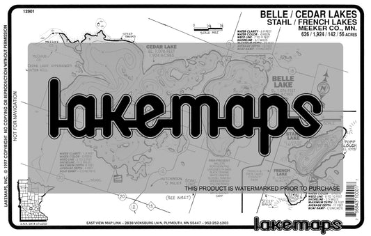 Meeker County, MN - BELLE / Cedar/ Stahl - Lakemap - 12801