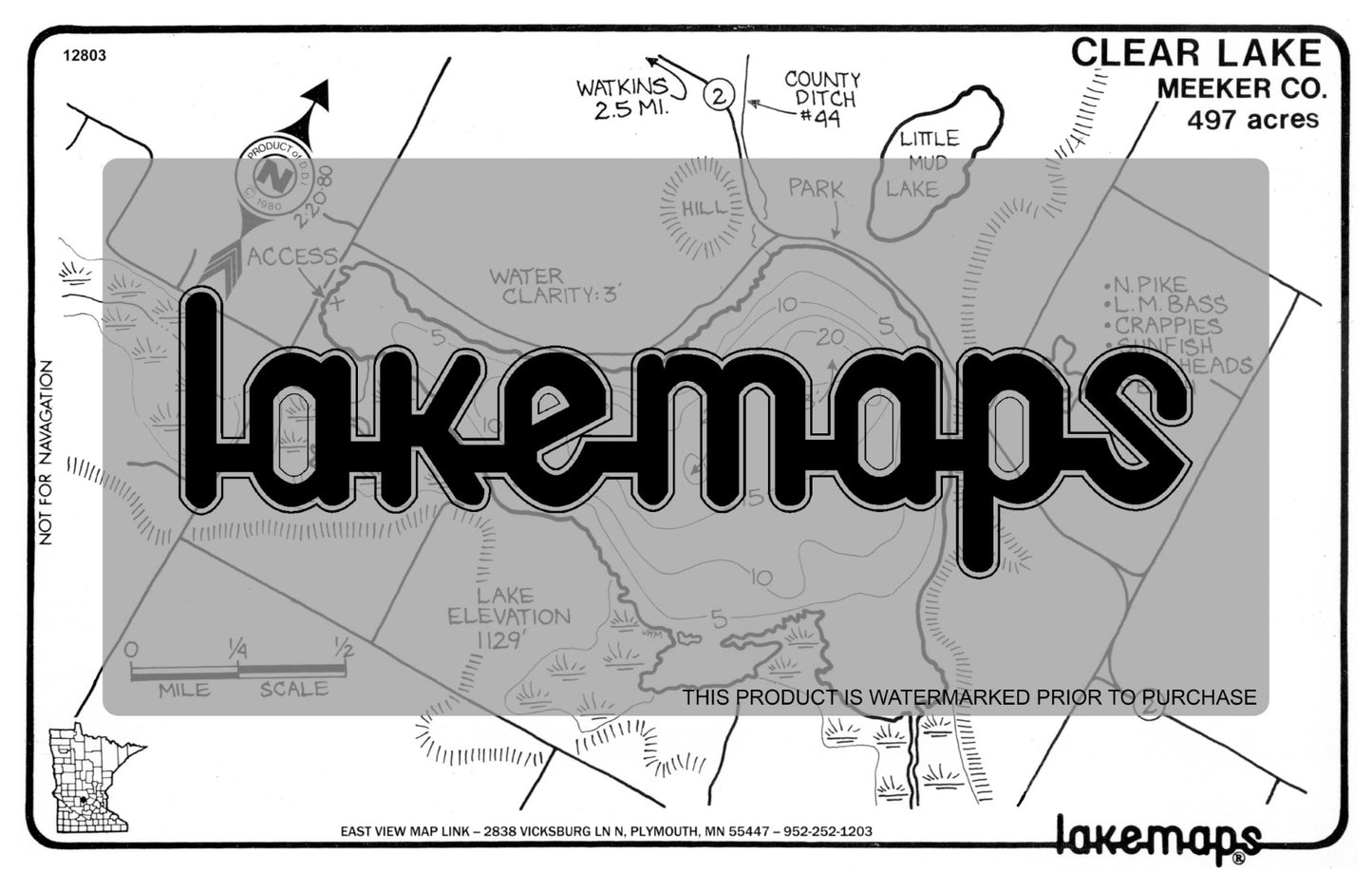 Meeker County, MN - CLEAR - Lakemap - 12803