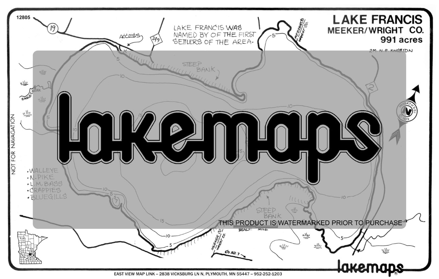 Meeker County, MN - FRANCIS - Lakemap - 12805