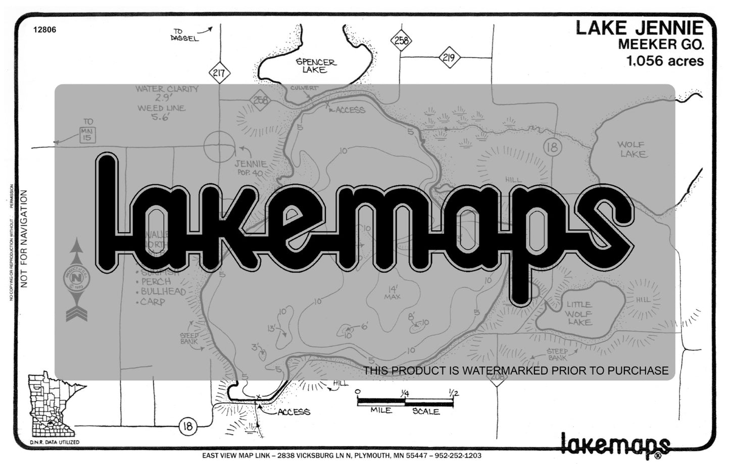 Meeker County, MN - JENNIE - Lakemap - 12806