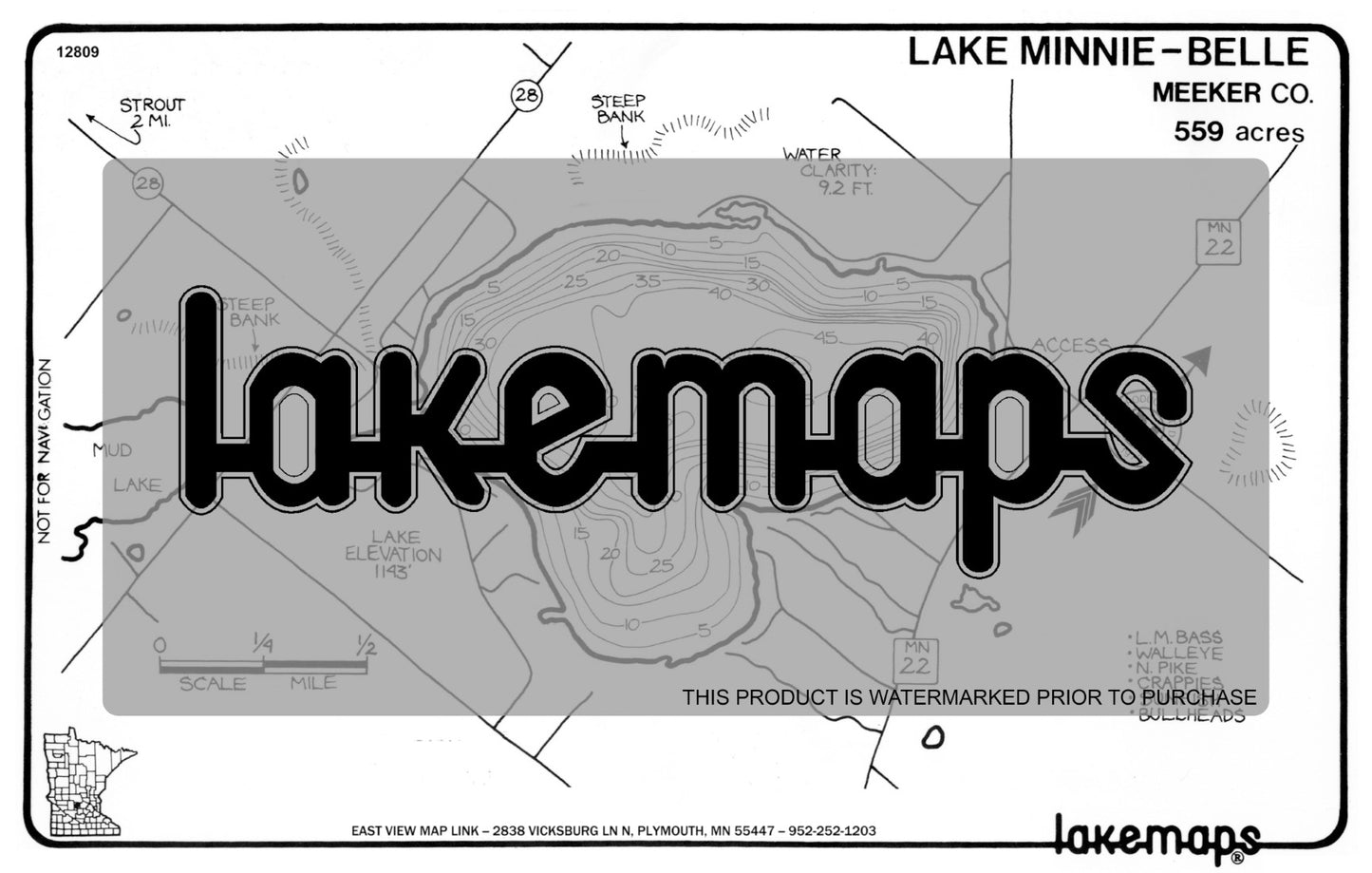 Meeker County, MN - MINNE BELLE - Lakemap - 12809