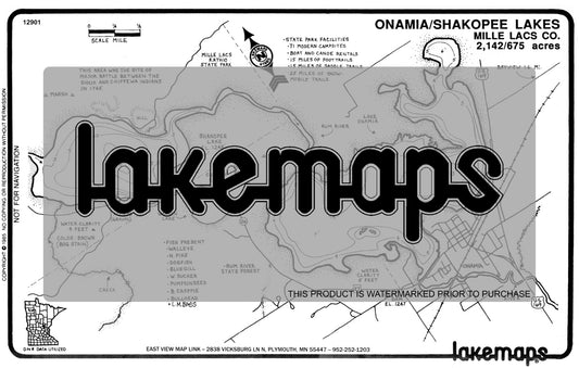 Mille Lacs County, MN - ONAMIA / Shakopee - Lakemap - 12901