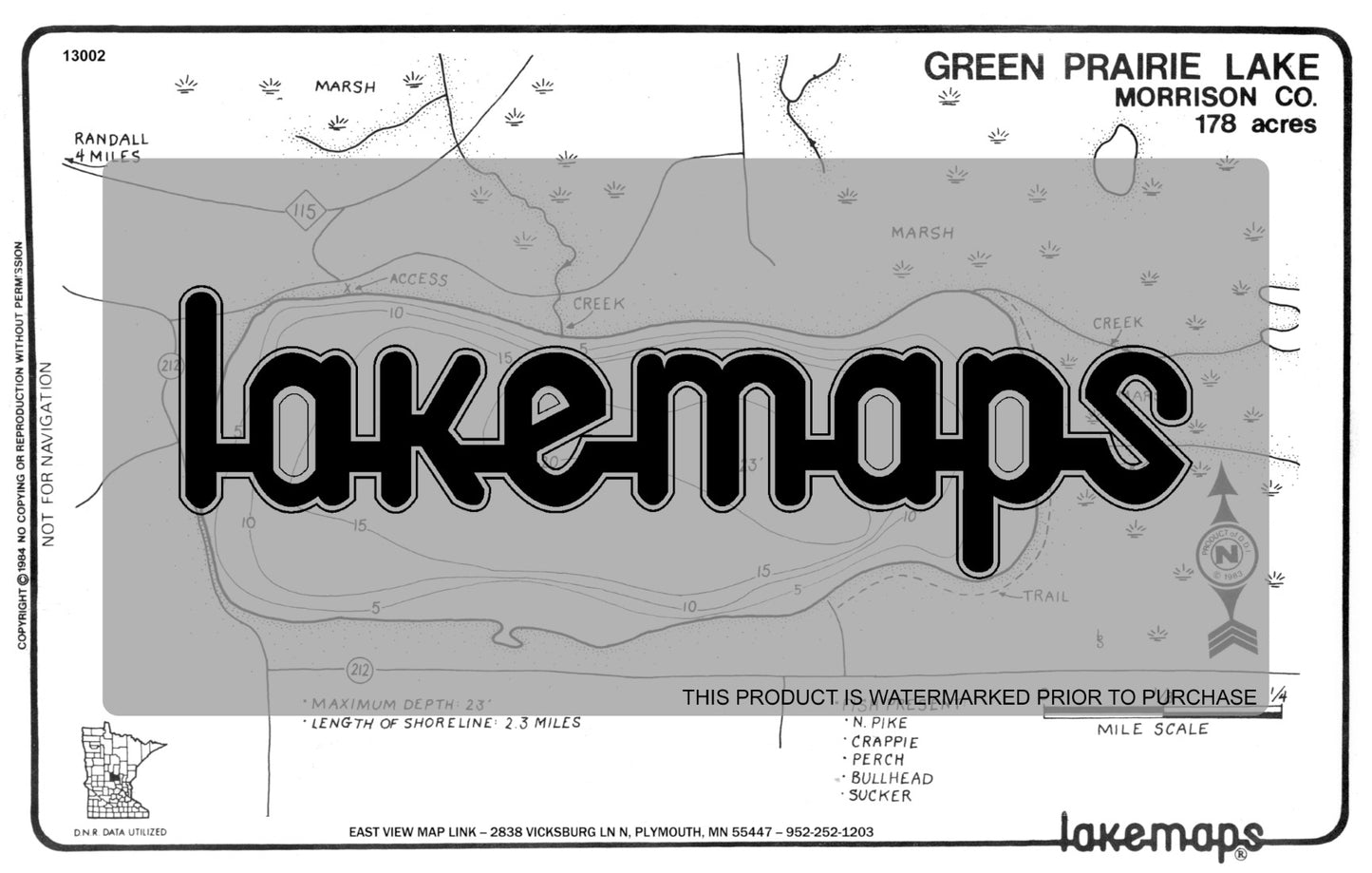 Morrison County, MN - GREEN PRAIRIE - Lakemap - 13002