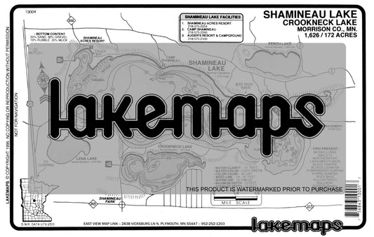 Morrison County, MN - SHAMINEAU / Crookneck - Lakemap - 13004