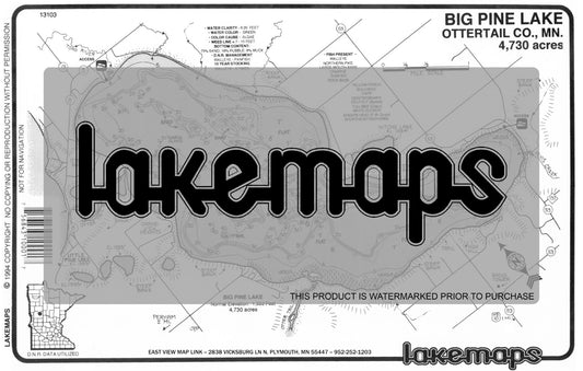 Otter Tail County, MN - BIG PINE - Lakemap - 13103