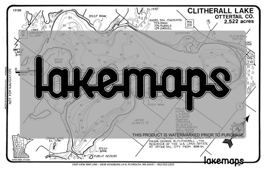 Otter Tail County, MN - CLITHERALL - Lakemap - 13106