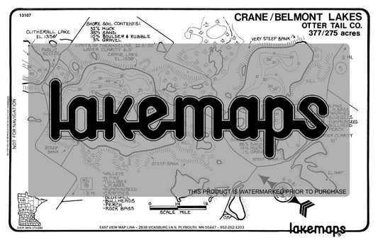 Otter Tail County, MN - CRANE / Belmont - Lakemap - 13107