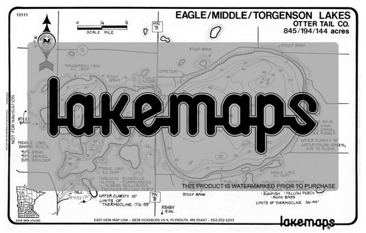 Otter Tail County, MN - EAGLE / Middle / Torgenson - Lakemap - 13111