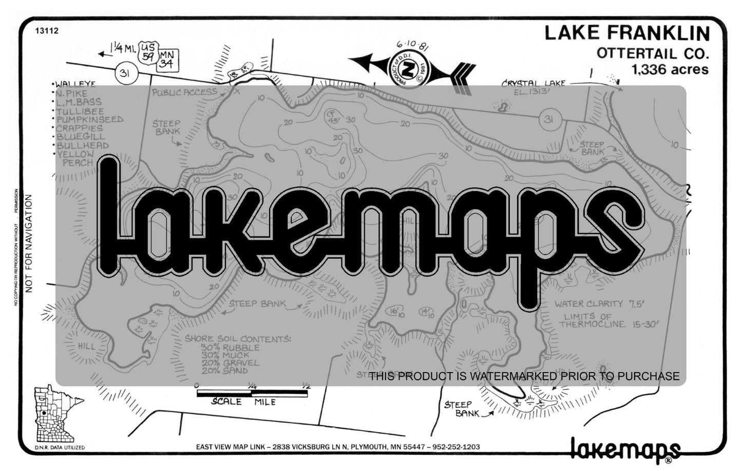 Otter Tail County, MN - FRANKLIN - Lakemap - 13112