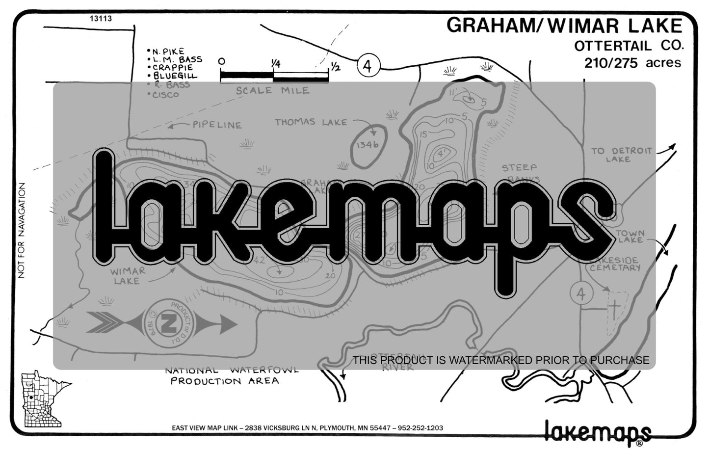 Otter Tail County, MN - GRAHAM / Wimar - Lakemap - 13113