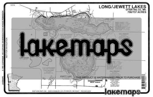 Otter Tail County, MN - JEWETT / Long - Lakemap - 13115