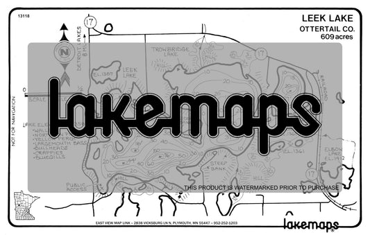 Otter Tail County, MN - LEEK (TROWBRIDGE) - Lakemap - 13118