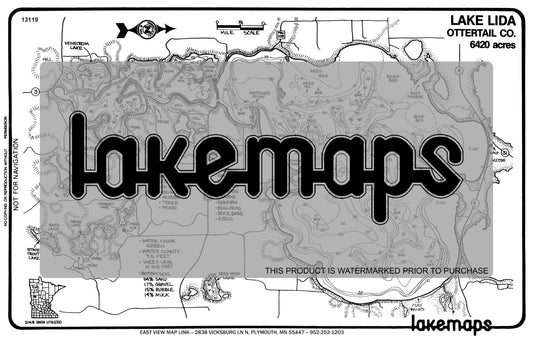 Otter Tail County, MN - LIDA / Venstrom / Dead Wood / Bass / Grass - Lakemap - 13119