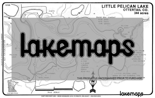 Otter Tail County, MN - LITTLE PELICAN - Lakemap - 13120