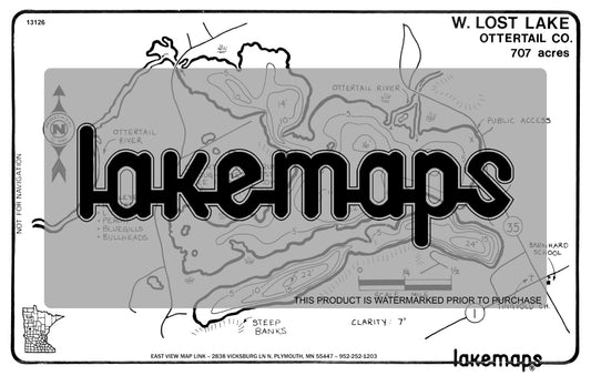 Otter Tail County, MN - LOST, WEST - Lakemap - 13126