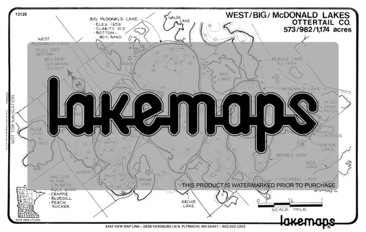 Otter Tail County, MN - McDONALD, Big, West - Lakemap - 13128