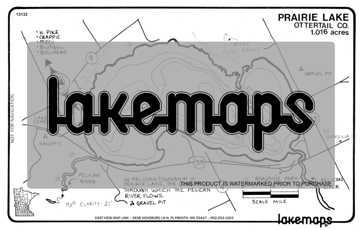 Otter Tail County, MN - PRAIRIE - Lakemap - 13132