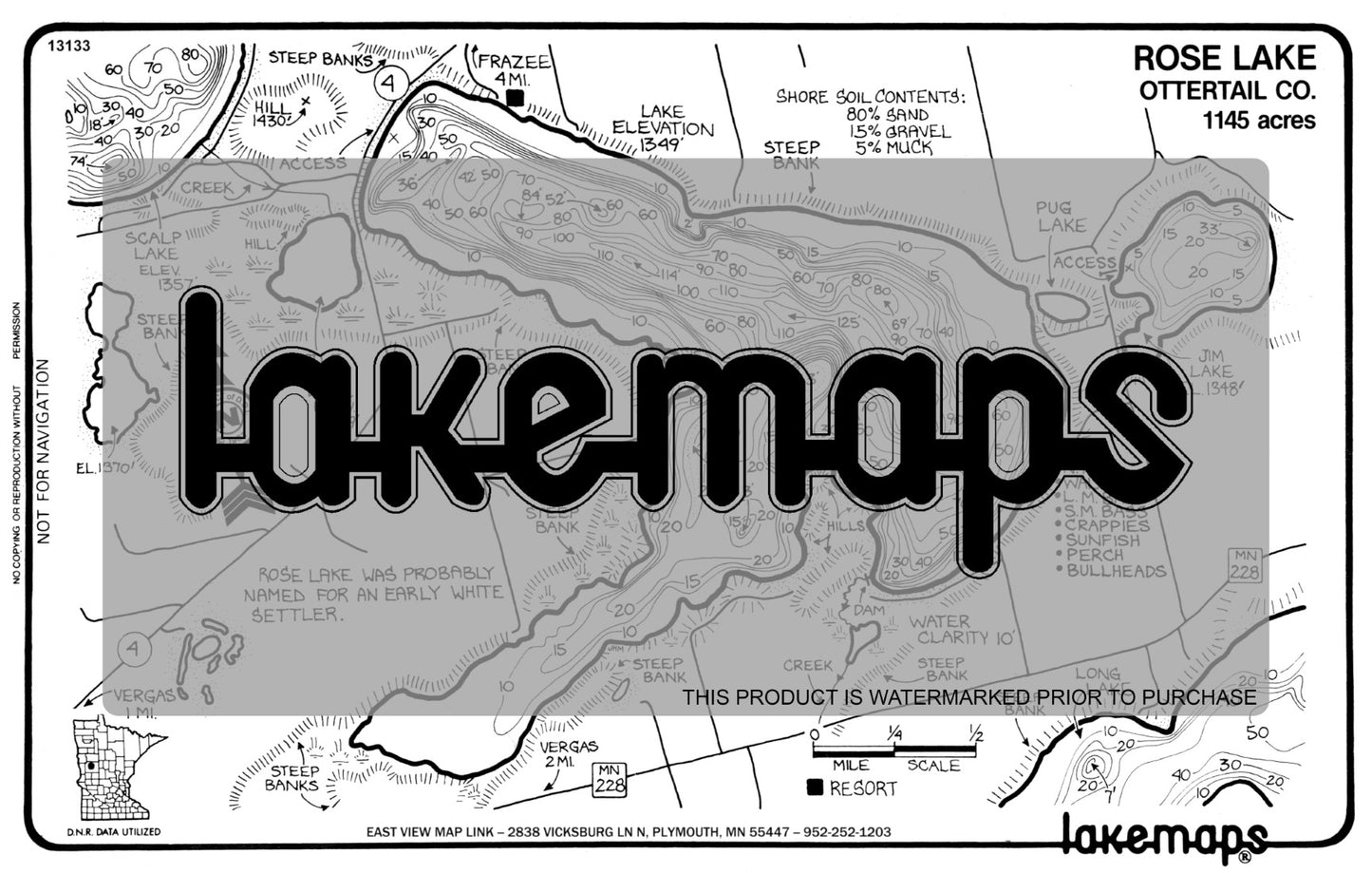 Otter Tail County, MN - ROSE - Lakemap - 13133